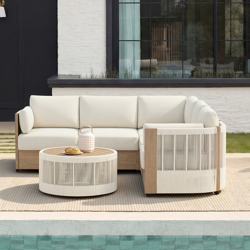 6-Piece Large Outdoor Sectional Sofa Group With Table