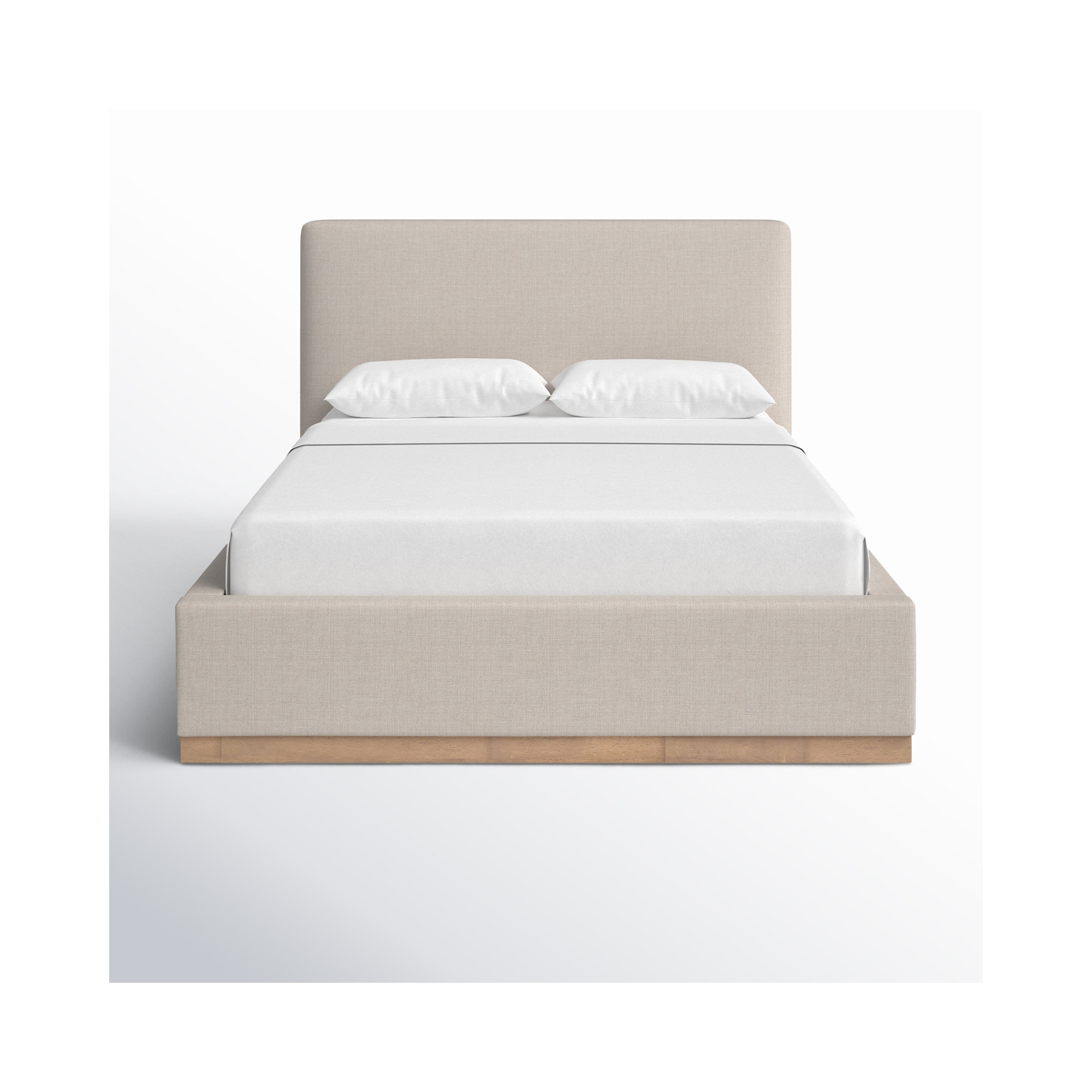 Delpha Grounded Upholstered Wood Base Bed, King, Stone Gray