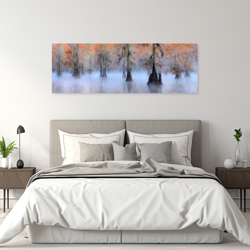 Art mural de paysage de Misty Cypress Swamp, H 20 po x l 60 po