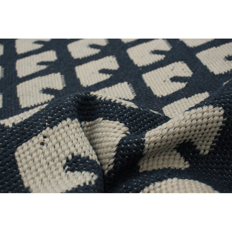 Kilim bleu marine foncé Jennabel 4 pi 11 po x 7 pi 11 po