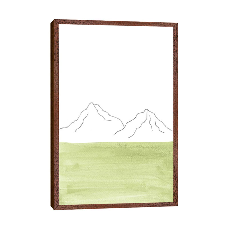 Minimal Green Landscape - Painting on Canvas, 66.04cm H x 45.72cm W x 3.81cm D, Classic Brown Wood Framed