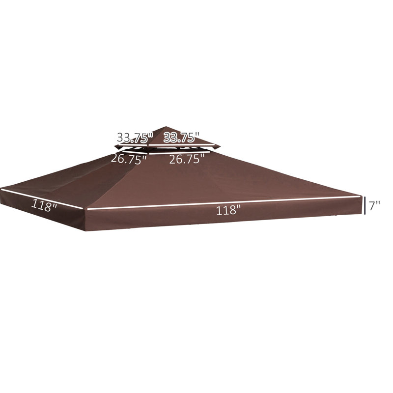 Auvent de remplacement pour abri de jardin 9,83 pi X, 2 housses de protection solaire, café, pour 01-0153 et 100100-076 Auvent de remplacement 9,8 pi, tissu de blocage
