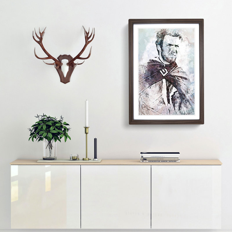 Clint Eastwood in Abstract - Framed Print, 36cm H x 27cm W x 2cm D, Walnut Framed