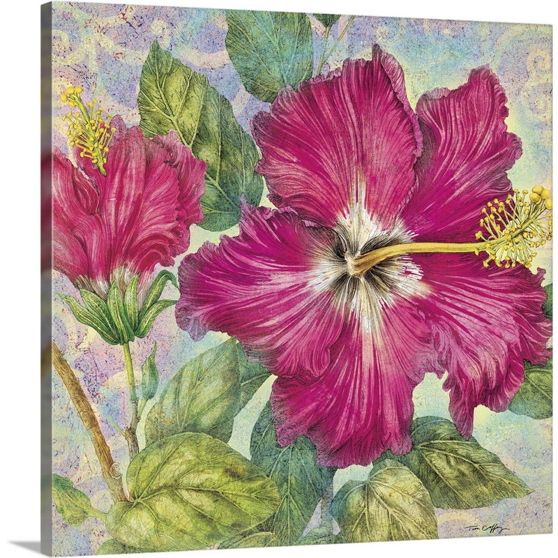 Hibiscus, art mural sur toile, Toile tendue, H 30 po x l 30 po x P 1,25 po
