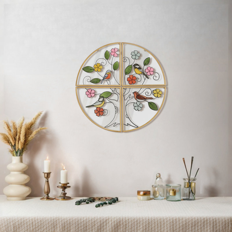Décoration murale épisante en verre coloré avec cadre en métal