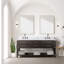Meuble-lavabo double en chêne brun 72 po X P 22 po D, avec plateau en marbre de Carrare-117970899-117970901