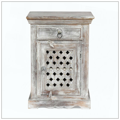 Table de chevet en bois avec 1 tiroir et 1 porte, comprenant un tiroir et une armoire pour le rangement