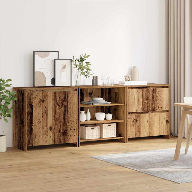 Sideboards 3 Pcs 70 X 41 X 75 Cm Engineered Wood, Old Wood