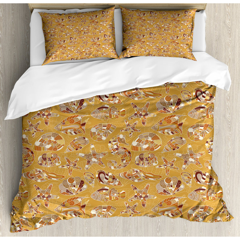 Coastal Polyester Duvet Cover, King Duvet Cover + 2 Shams