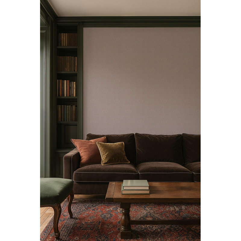 Silken Poppy - Wallpaper, Olive Ash, Faux Grasscloth