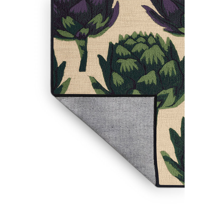 Tapis lavable à motif de fleurs et artichauts Ginza, Carré 6 pi