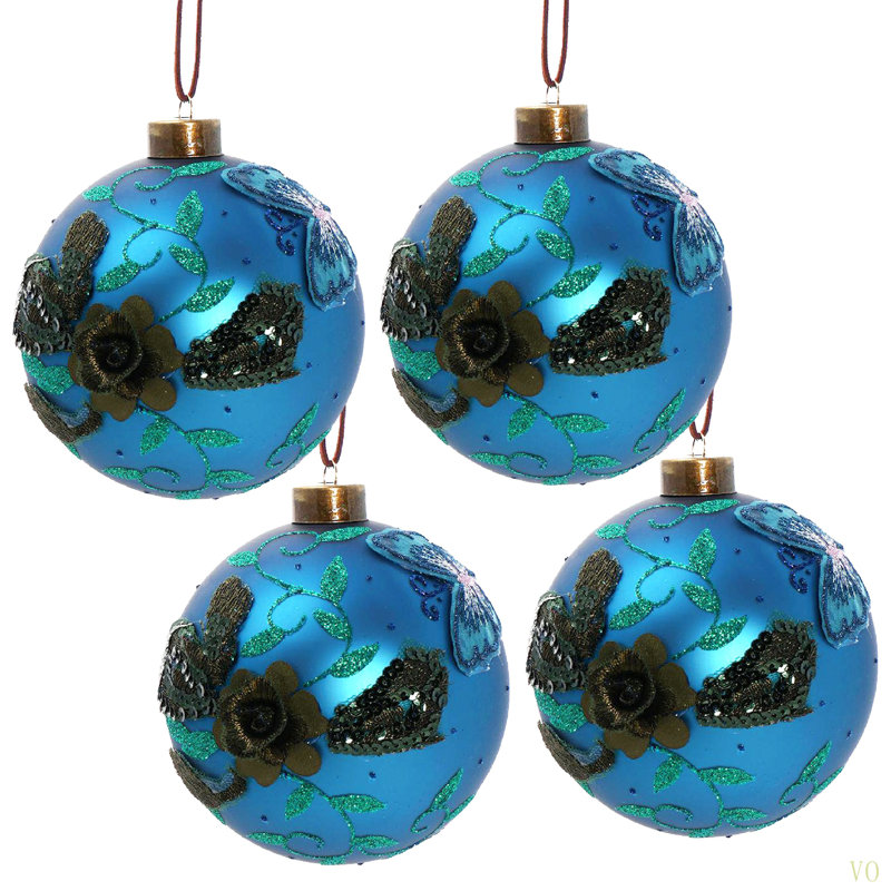 D4,7 po, boules de Noël décoratives, boules de Noël suspendues en verre pour décorations de fêtes, ensemble de 4