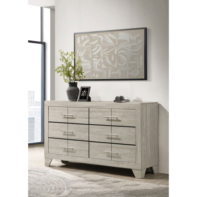 Rustic Cream 6-drawer Dresser