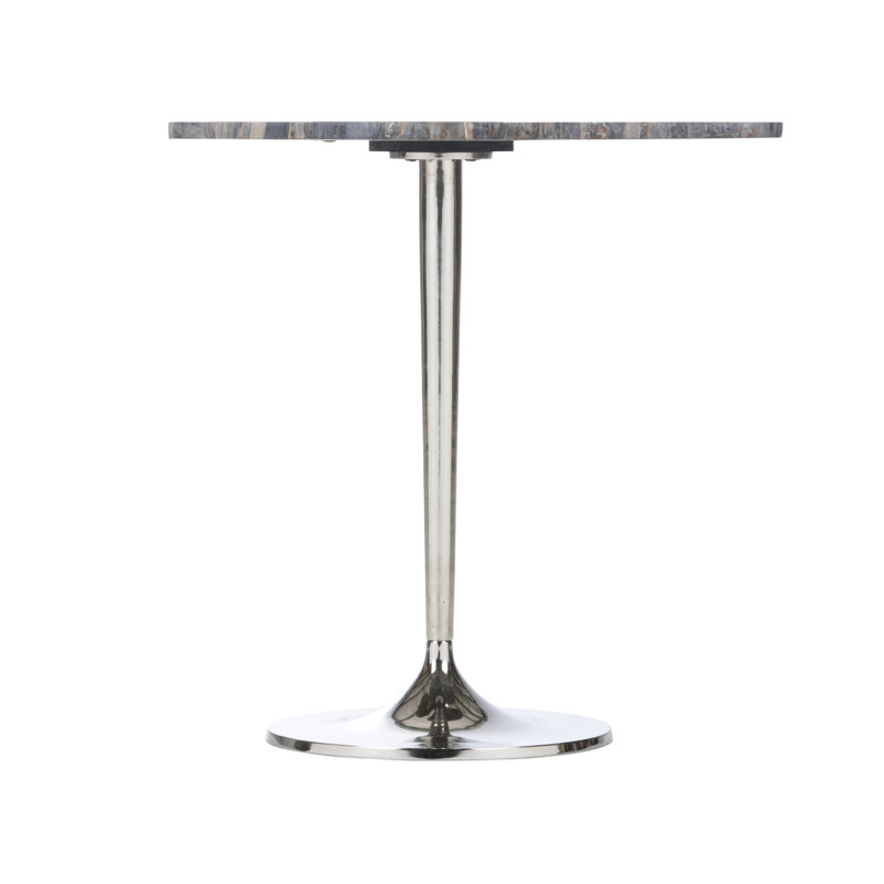 Petal Stone End Table, Petrified Wood, Silver