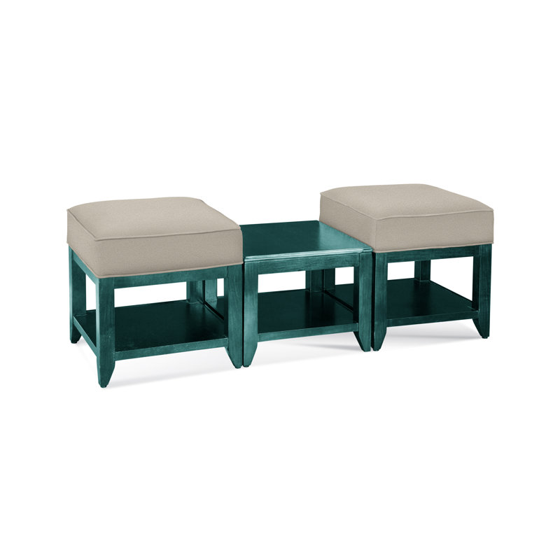 Elements Upholstered Cube Ottoman, Antique Black, Beige Performance Fabric; 0851-73