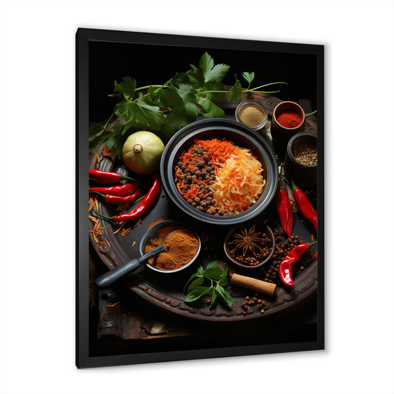 Cuban Cuisine - rouge sur toile, Cadre photo noir, H 44 po x l 34 po x P 1,5 po