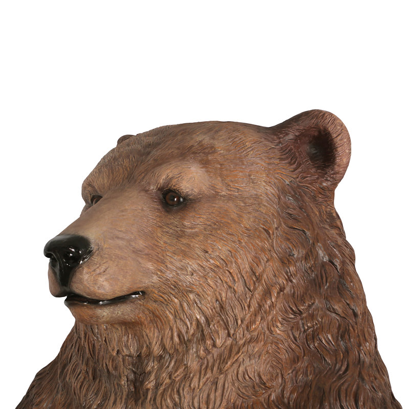 Très jolie statue d'ours assis, Grizzly brun