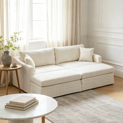 Canapé moderne en chenille avec structure en bois massif, siège large, canapé rembourré pour le salon et la chambre à coucher