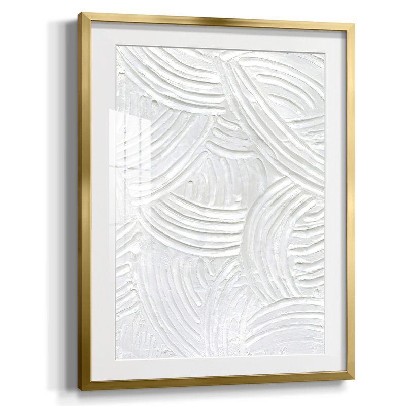 Sandstone Grooves II - impression d'un seul cadre photo, Blanc, Papier avec cadre doré