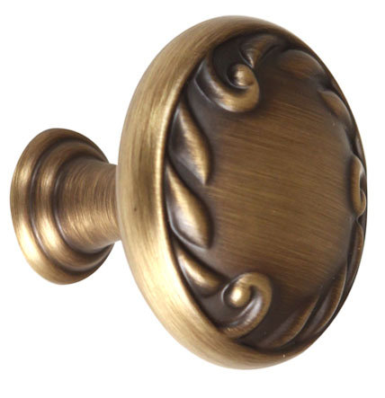 Poignée champignon ornée, Mat anglais antique, H 1,5 po x l 1,5 po x P 1,25 po