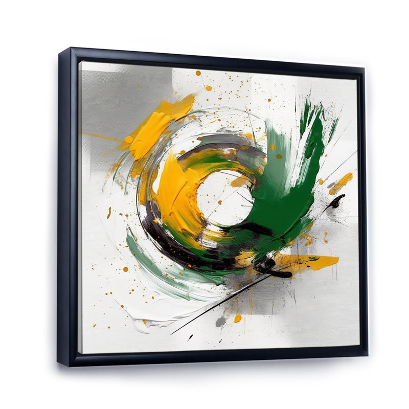 «Yellow and Green Abstracted Perspectives III», reproduction sur toile, H 36 po x l 36 po x P 1,5 po, Cadre flottant noir