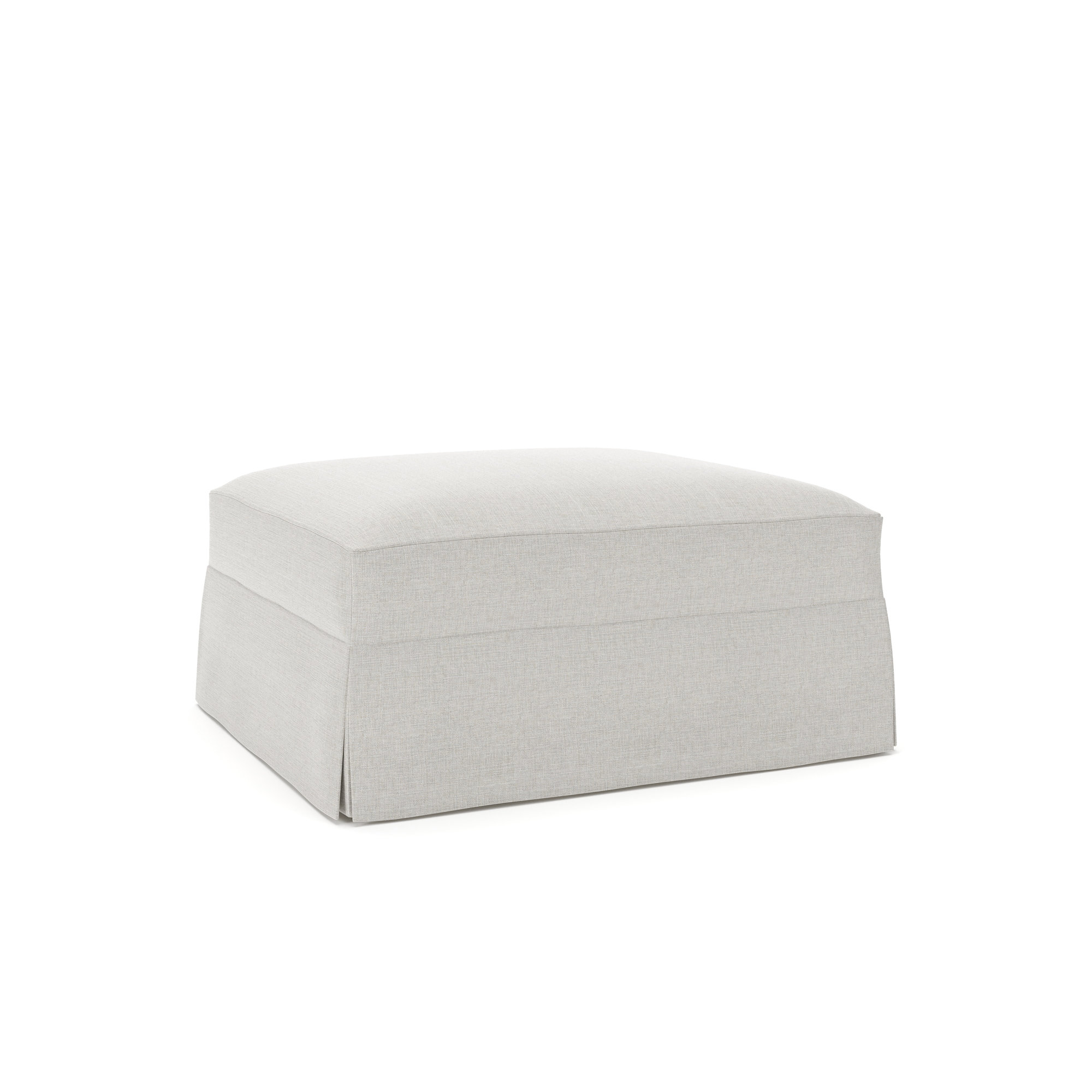 Lucia Upholstered Ottoman, Drusky Ivory Sustain® Basketweave