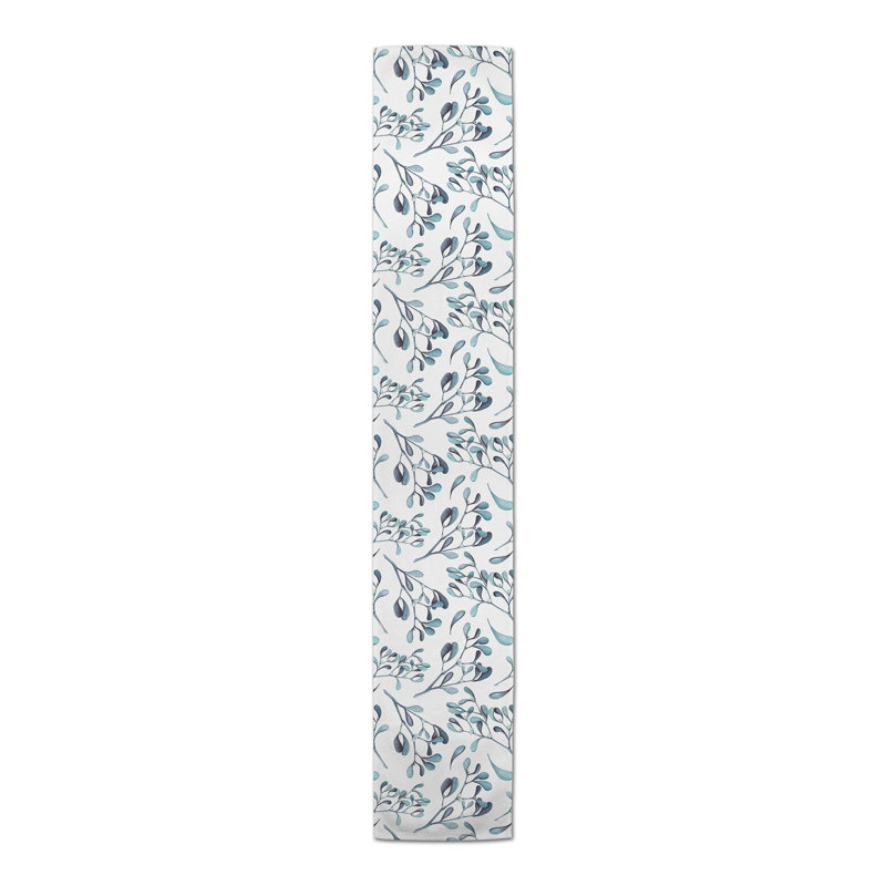 Chemin de table Westrick, Bleu, Floral, 90 po x 16 po