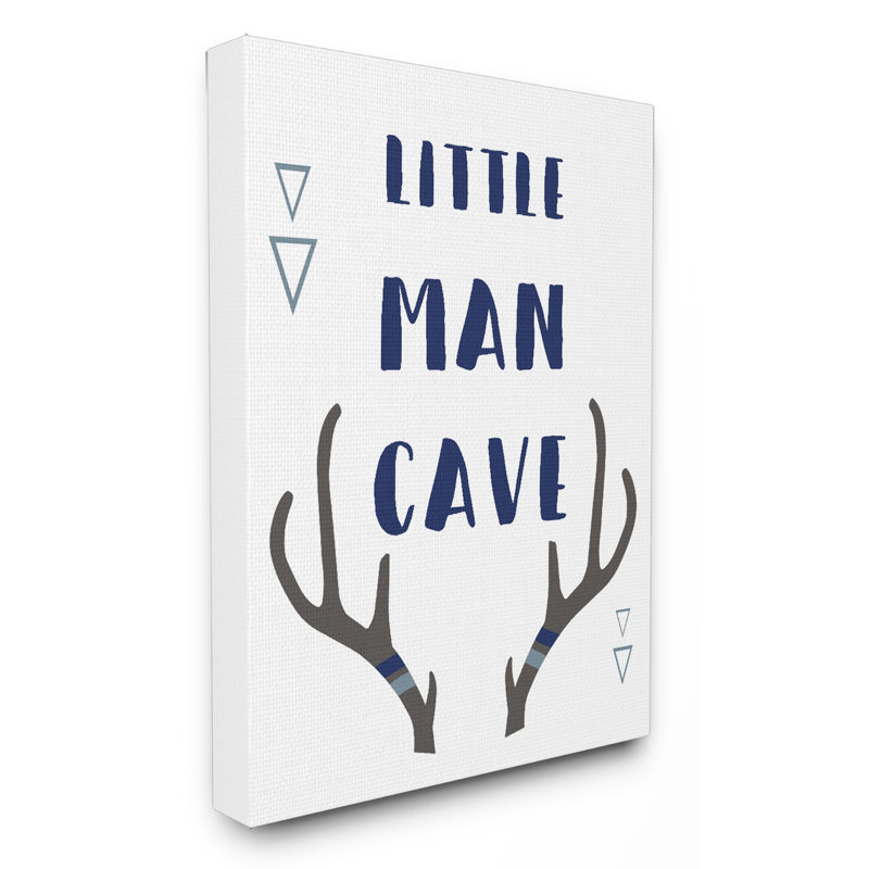 "Little Man cave panache", art textuel typographique, H 20 po x l 16 po x P 1,5 po, Toile tendue