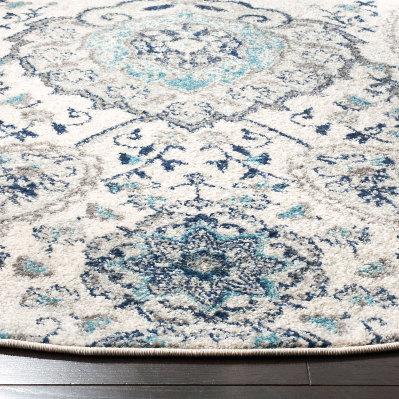 Christa Damask Cream/Light Gray Rug, Round 10'
