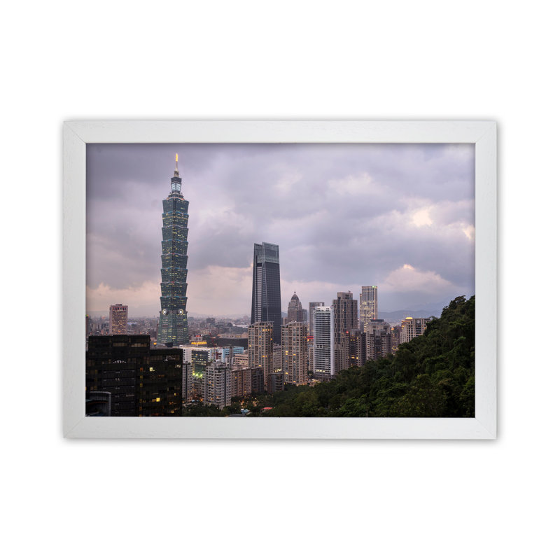 Goodnight Taipei by Karsten Wrobel - Print on Canvas, 34cm H x 46cm W x 3cm D, White Framed