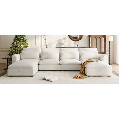 Canapé d'angle modulaire en U avec deux repose-pieds