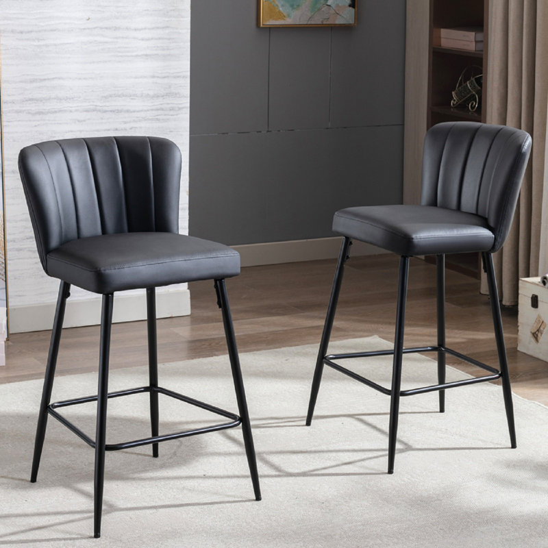 Cayenne Upholstered Counter Stool with Metal Frame, Black