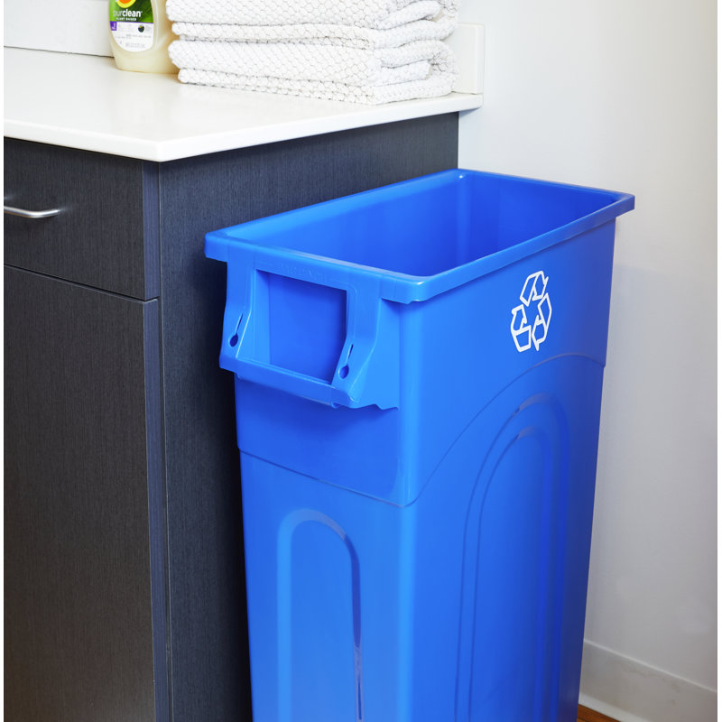 United Solutions Highboy Recycling Bin, 23 Gal, 4 Pack, Space Saving, Recycle Blue