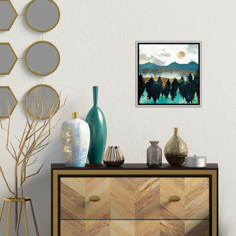 «Forest Mist» par Spaceécur Designs - impression, Toile avec cadre argenté, H 37 po x l 37 po x P 1,5 po