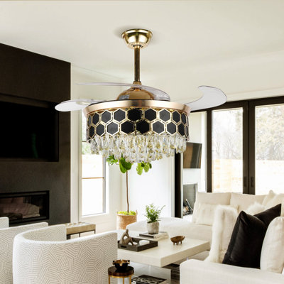 Taheera 42'' Ceiling Fan with LED Lights and retractable fans