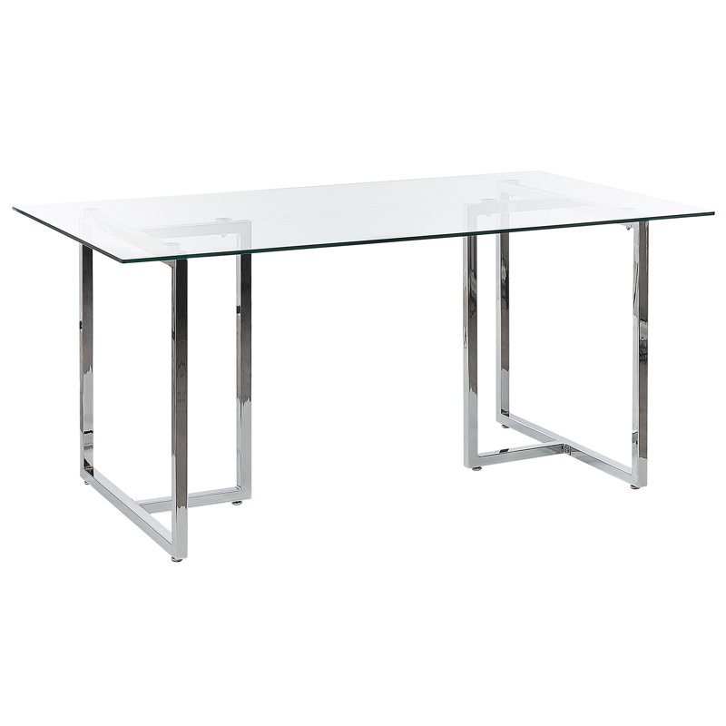 Bedina Glass Top Metal Base Dining Table