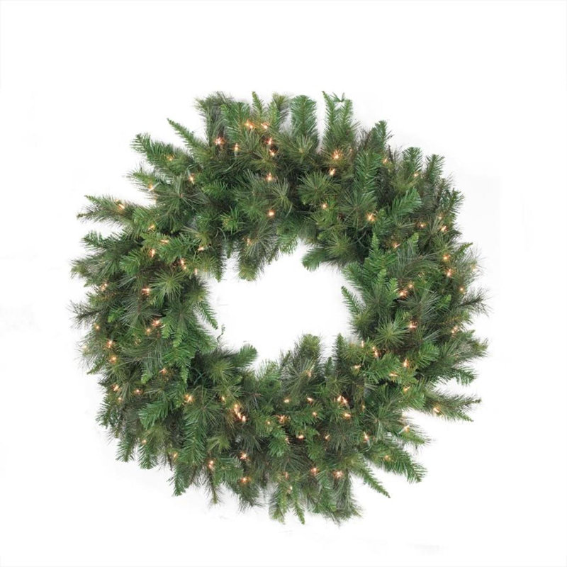 Couronne de Noël artificielle pré-éclairée 48 po Canyon-lumières claires