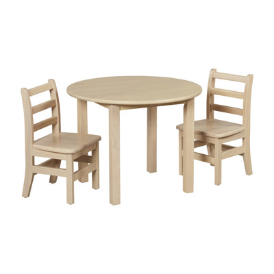 ECR4Kids 30in D Round Hardwood Table and Chair Set, 12in Seat Height, Kids Furniture