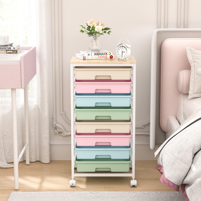 78.8cm H x 39.5cm W Utility Cart with Wheels, Pink/Blue