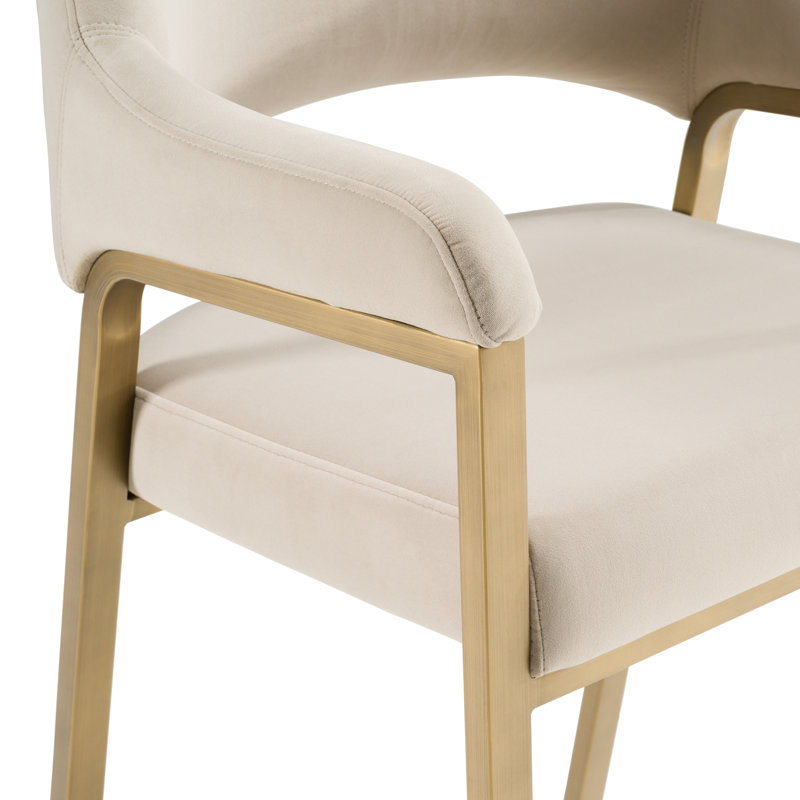 Howarth - Modern Beige Fabric + Antique Brass Counter Chair