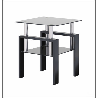 Table de bout moderne en verre trempé 1 pièce, table de bout, table carrée pour le salon