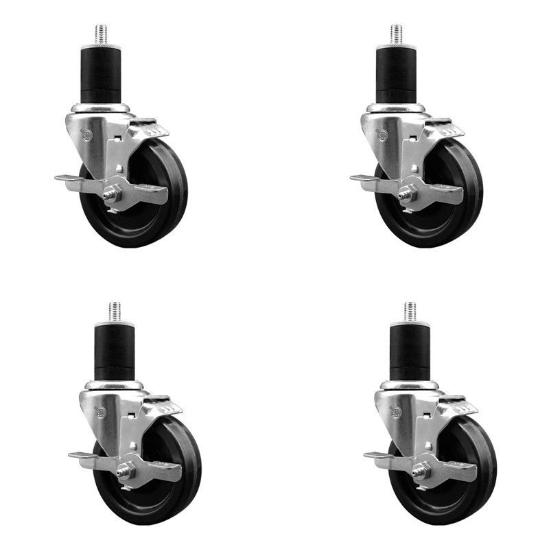 Ensemble de roulettes extensibles pivotantes avec frein Phenolique SCC TLB 4 po x 1-3 / 4 po