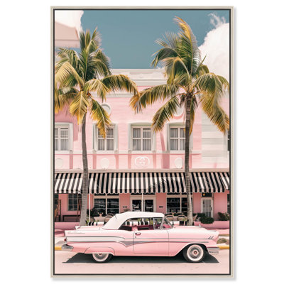 Art Remedy Retro Travel Photos Canvas   Vintage Pastel Pink Cruise