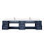 Meuble-lavabo double bleu marine 84 po X P 22 po D, dessus en quartz blanc et ensemble de robinet