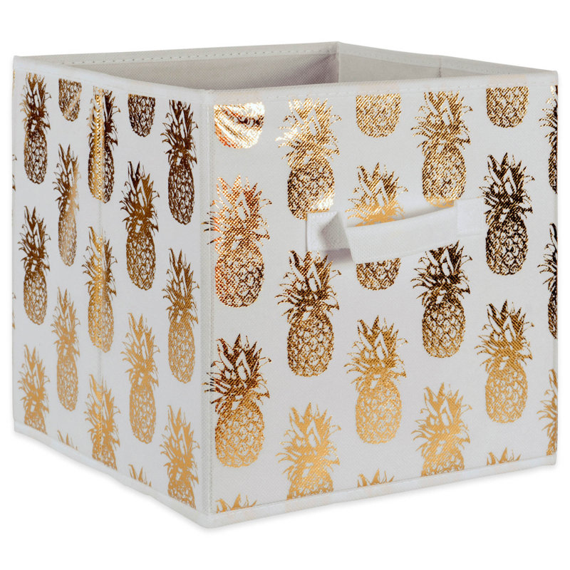 Ensemble de cubes en tissu, H 11 po x l 11 po x P 11 po, Blanc et or