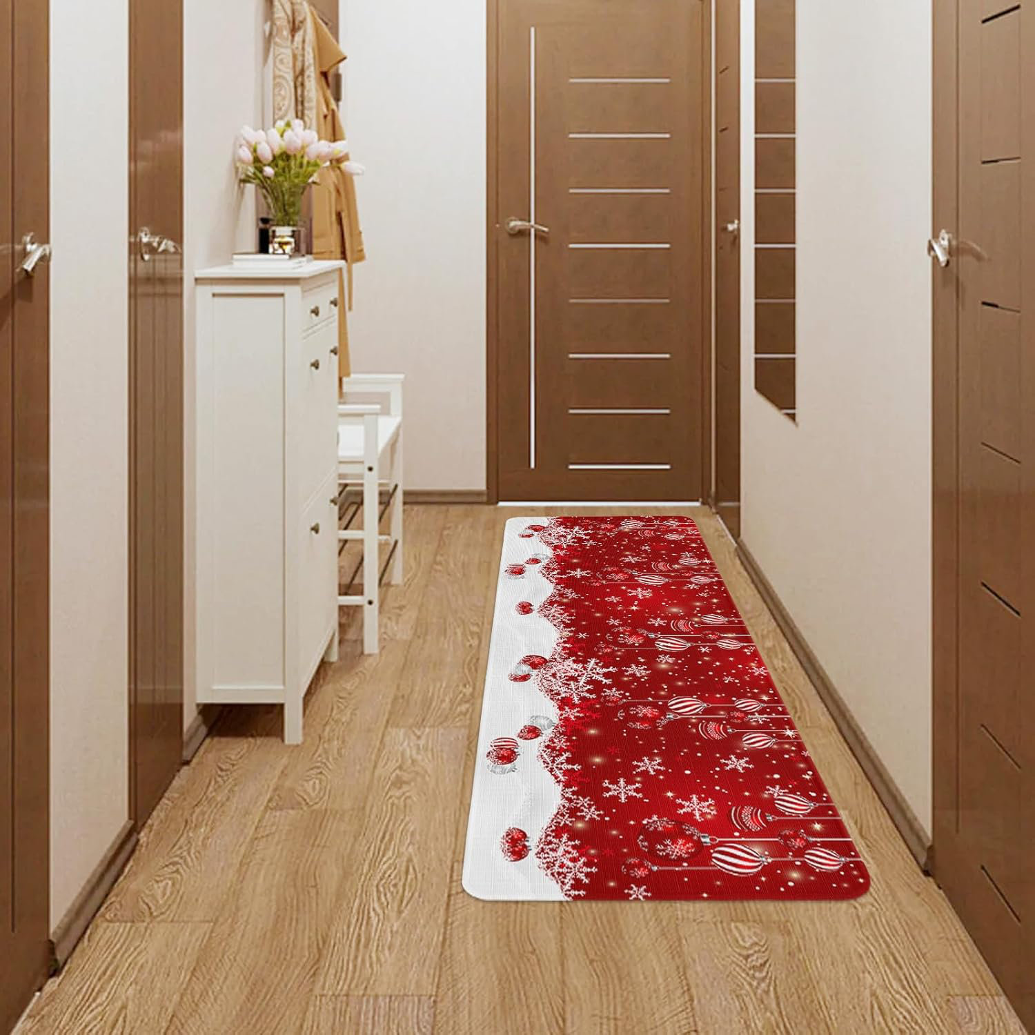 The Holiday Aisle® Christmas Doormat Winter Snowflake Welcome Mat Red ...