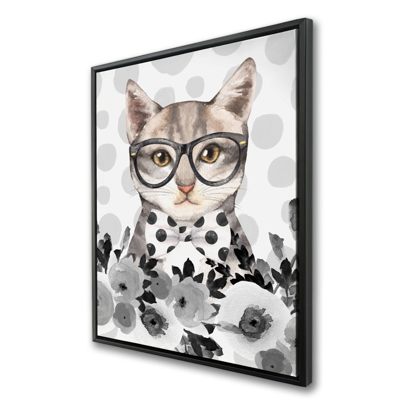 Geek cat - White Framed Canvas for Stylish Home Decor