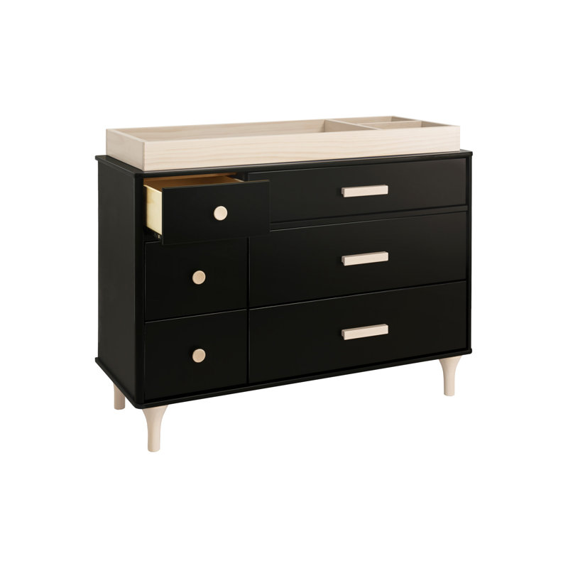 Lolly 6-Drawer Assembled Double Dresser, Black/Washed Natural