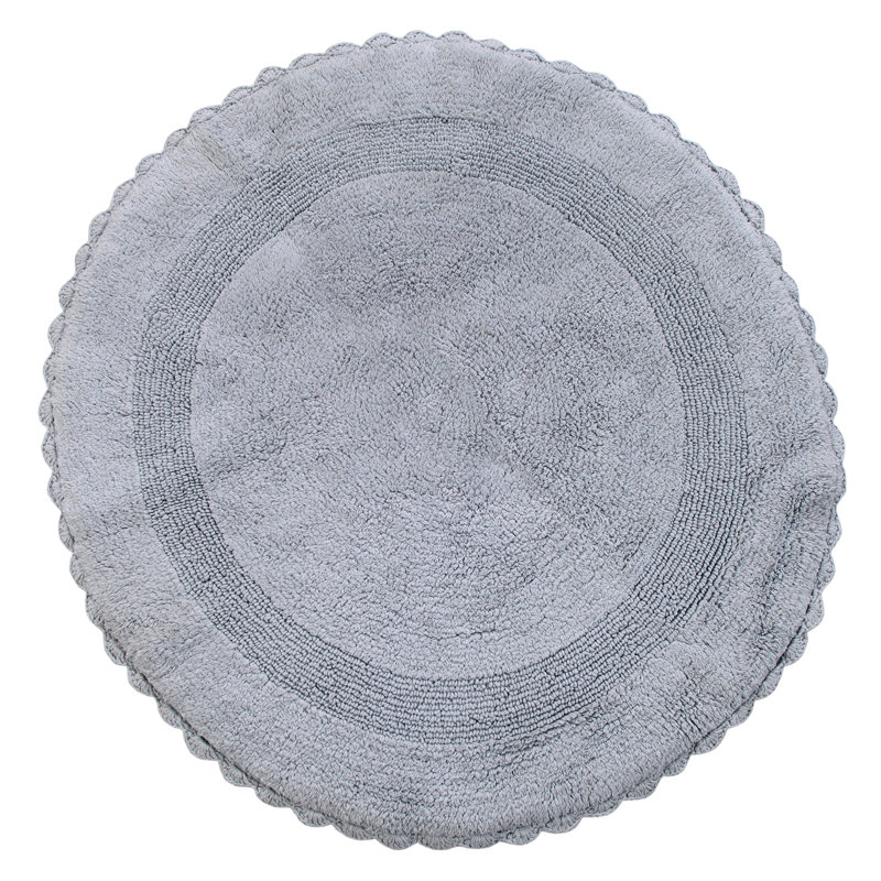 Jarris Cotton Bath Rug, Silver Gray