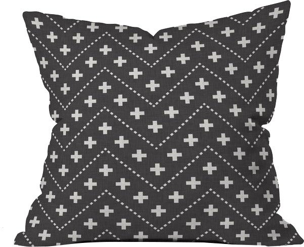 Dakota Fields 12 x 20 Rectangular Handwoven Jacquard Accent Lumbar Throw  Pillow, Sequins, Geometric Design, White, Black